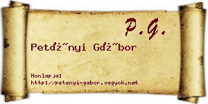 Petényi Gábor névjegykártya